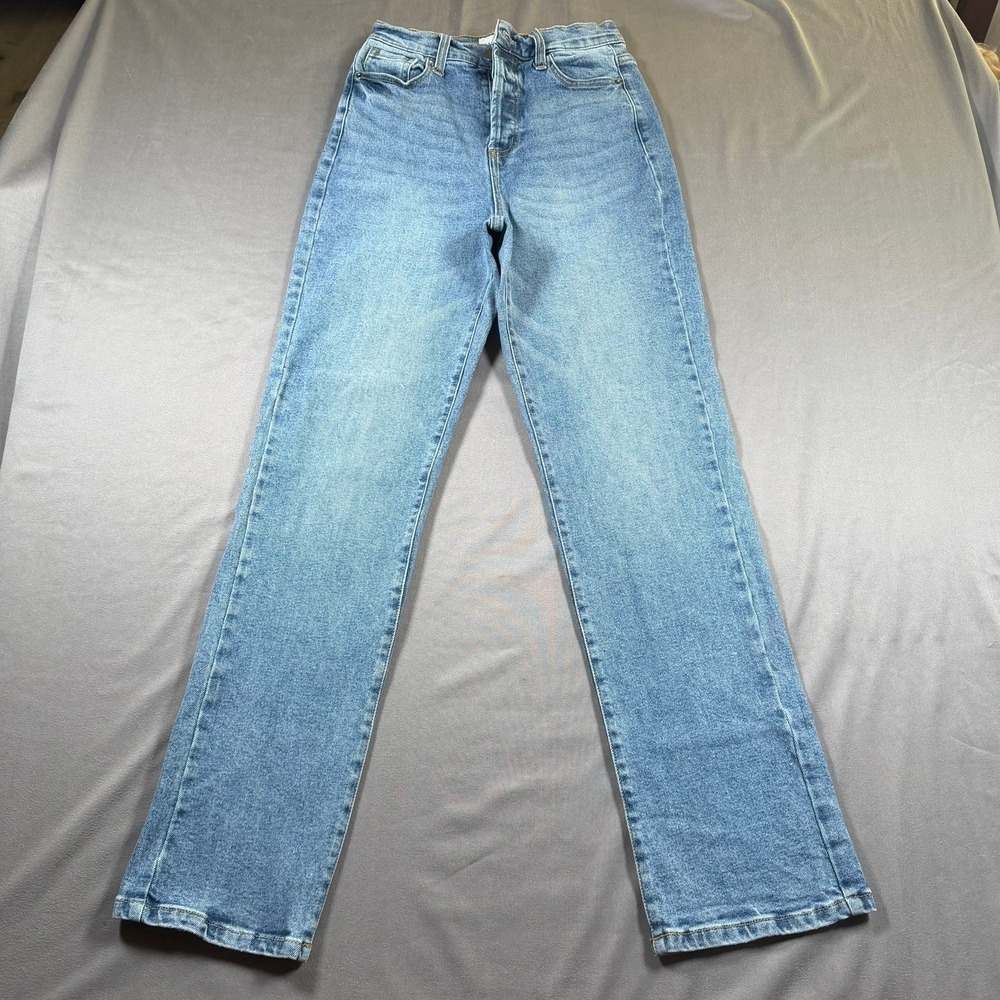 Fashion Nova WV1793RSM Womens‎ 26 Blue Button Fly High Rise Straight Leg Jeans